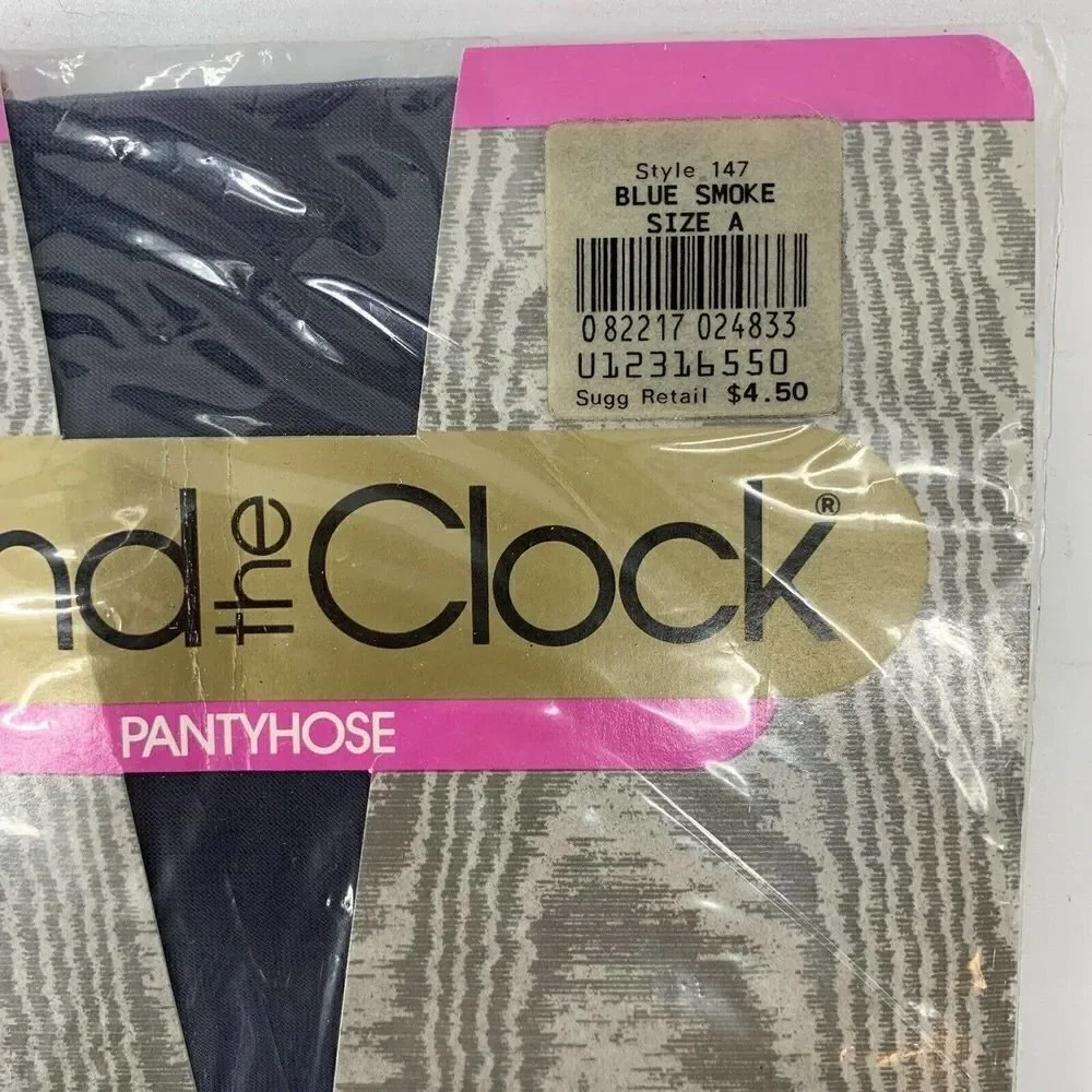 Round The Clock Pantyhose 1988 Vintage Navy Sz A
